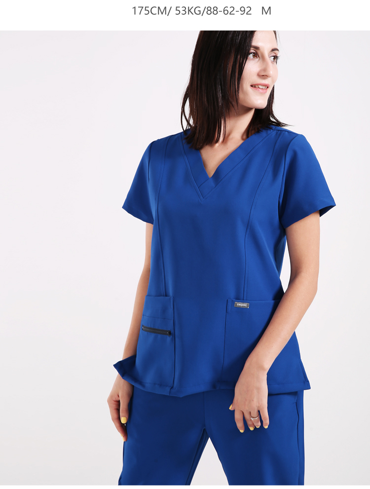 주문 V 넥 간호 유니폼 간호사 의료 스크럽 디자인 의료 스크럽 정상 정장