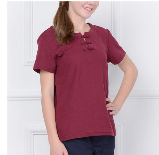 OEM 서비스 매일 의류 어린 소녀 빨간 반팔 티셔츠 폴로 아이 학교