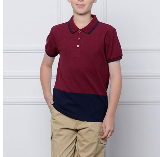 OEM 서비스 주문 유행 디자인 반소매 대조되는 색깔 소년 폴로 셔츠