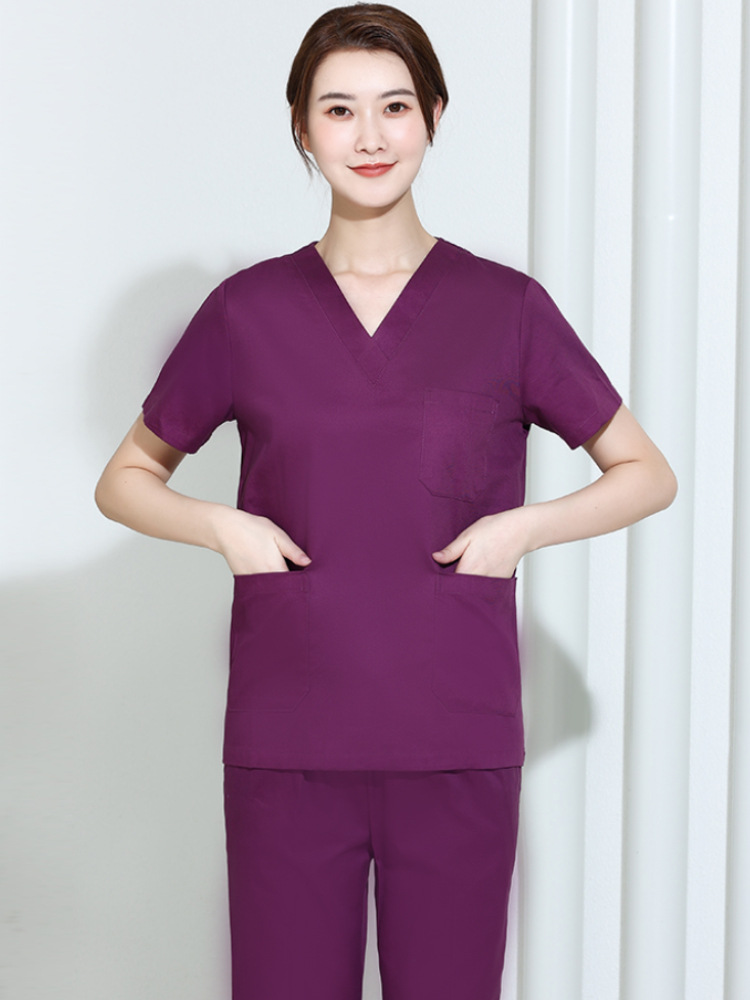 방수 사용자 정의 디자인 편안한 V 넥 스크럽 간호사 유니폼 패션 스크럽 간호사 유니폼 세트
