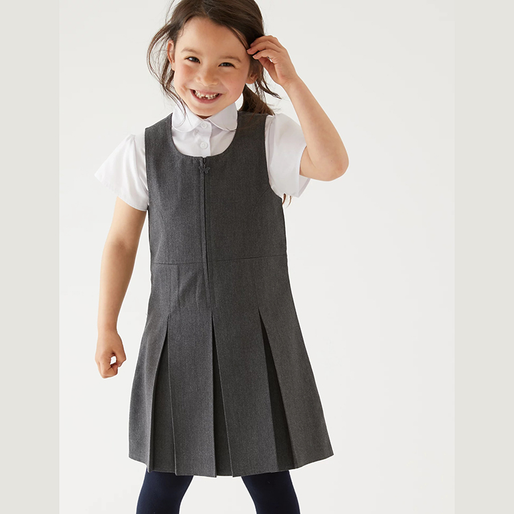 봄 희미한 회색 2개 조각 소녀 교대 복장 교복 복장을 주문 설계하십시오