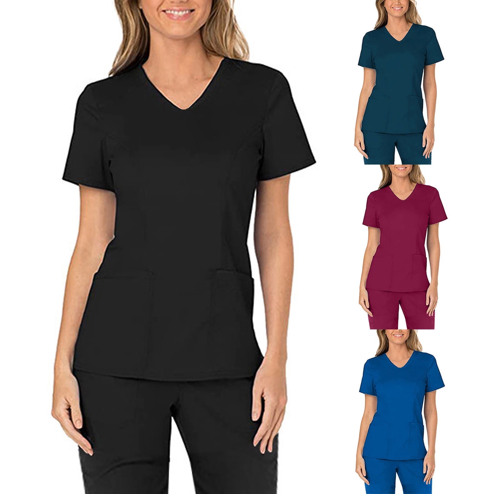 여성을 위한 사용자 정의 유행 새로운 스타일 V 넥 스크럽 간호사 유니폼