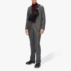 사용자 정의 디자인 젊은 남성 캐주얼 싱글 브레스트 짙은 회색 격자 무늬 짠 한 벌